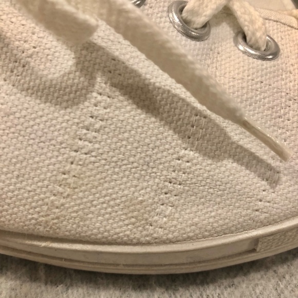 White Canvas Peep Toe Slingback Sneakers - Picture 16 of 16